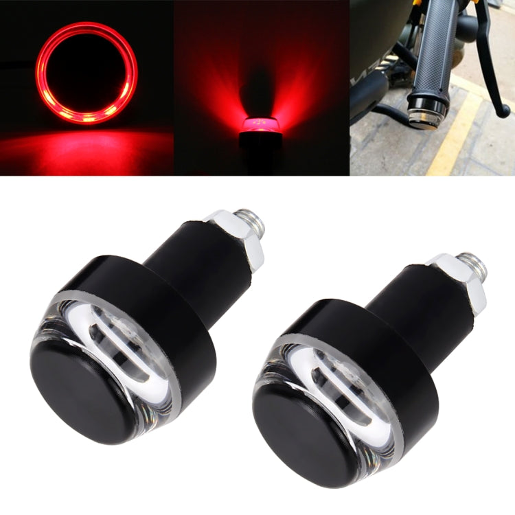 Pair Motorcycle Turn Signal Light Grip Bar Plug Strobe Side Marker End LED Handlebar Lamp, Red Light, Turn Double Light