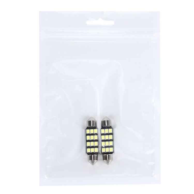 2 PCS 3.5W 250 LM 6000K 39MM 12 SMD-2835 LEDs Bicuspid Port Decoding Car Dome Lamp LED Reading Light, DC 12V