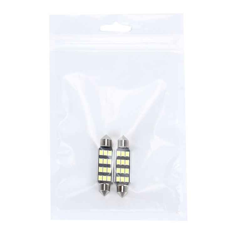 2 PCS 3.5W 250 LM 6000K 41MM 12 SMD-2835 LEDs Bicuspid Port Decoding Car Dome Lamp LED Reading Light, DC 12V