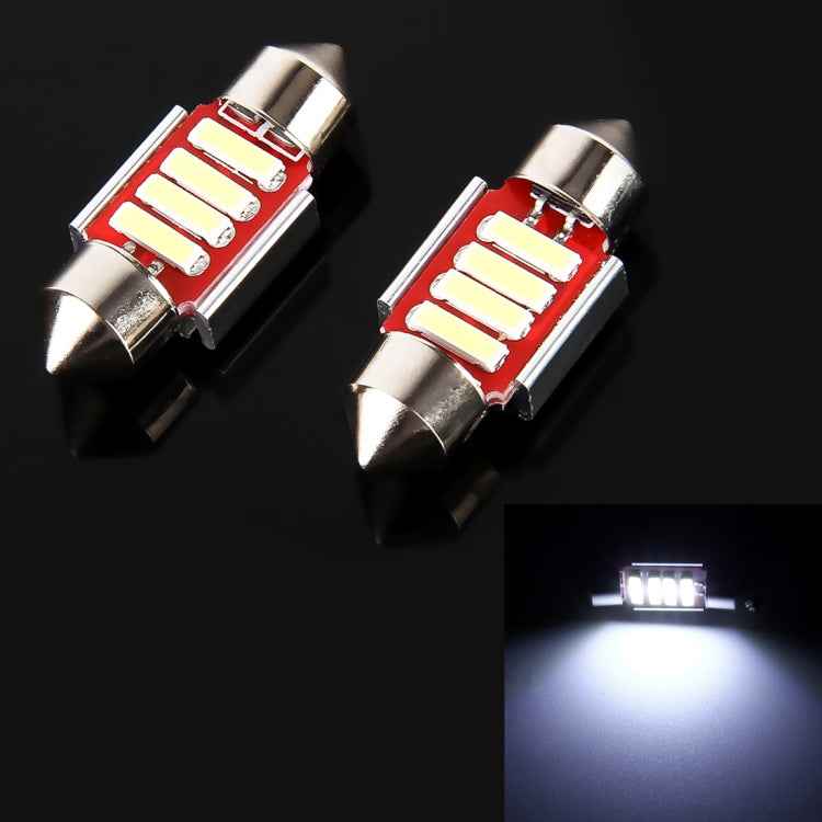 2 PCS 2W 100 LM 6000K 31MM 4 SMD-7020 LEDs Bicuspid Port Decoding Car Dome Lamp LED Reading Light, DC 12V