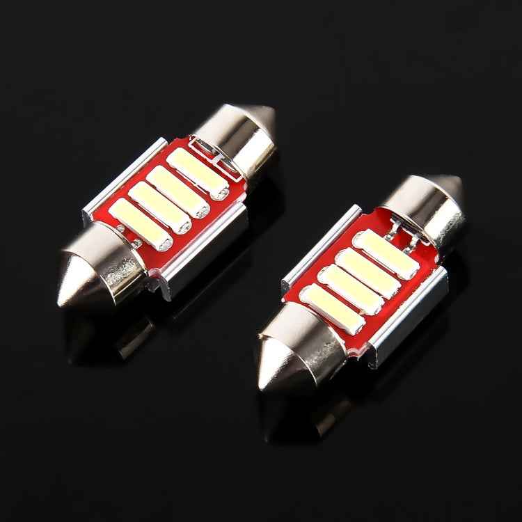 2 PCS 2W 100 LM 6000K 31MM 4 SMD-7020 LEDs Bicuspid Port Decoding Car Dome Lamp LED Reading Light, DC 12V