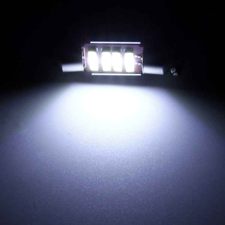 2 PCS 2W 100 LM 6000K 31MM 4 SMD-7020 LEDs Bicuspid Port Decoding Car Dome Lamp LED Reading Light, DC 12V