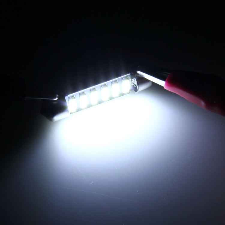 2 PCS 2W 100 LM 6000K 41MM 6 SMD-7020 LEDs Bicuspid Port Decoding Car Dome Lamp LED Reading Light, DC 12V, White Light