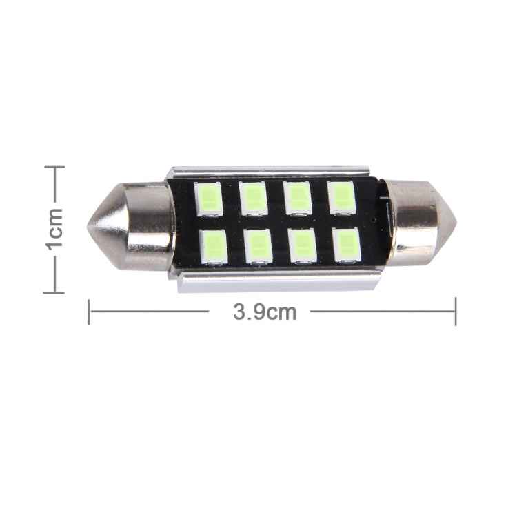 2 PCS DC 12V 2W 39MM 8 SMD-3528 LEDs Bicuspid Port Decoding Car Dome Lamp LED Reading Light