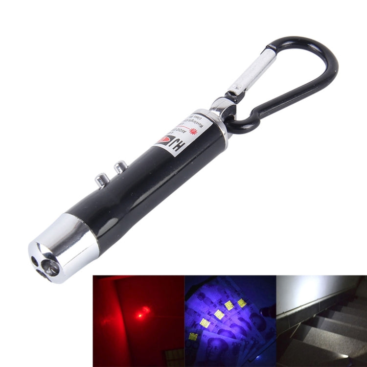 2pcs Outdoor Keychain Metal Shell Mini LED Flashlight Laser Light with Money Detecting
