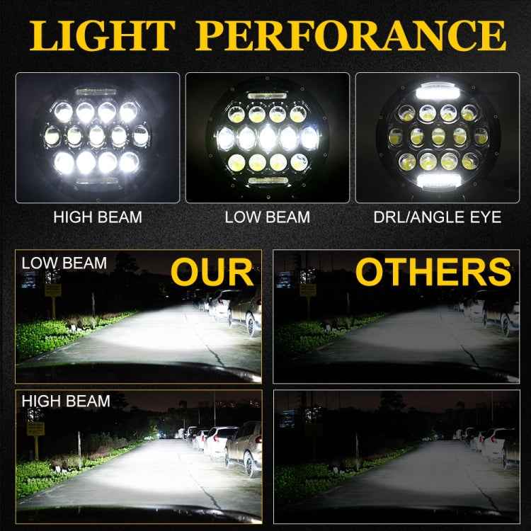 2 PCS 7 inch DC10-48V 36W 6000K Harley Motorcycle Headlight with 12 SMD-5630-LED Lamps and 12 Crystal Lamp Beads