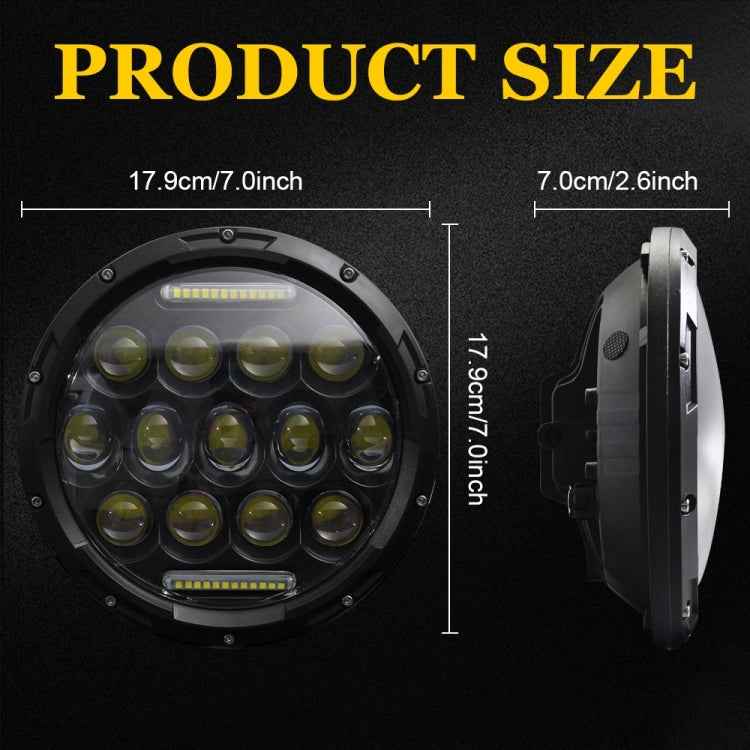 2 PCS 7 inch DC10-48V 36W 6000K Harley Motorcycle Headlight with 12 SMD-5630-LED Lamps and 12 Crystal Lamp Beads