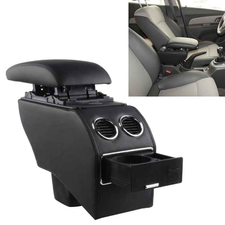 Car ABS Leather Wrapped Armrest Box, Fast Charge USB Holes and Cables for New Fit (Red Line with Air Outlet)