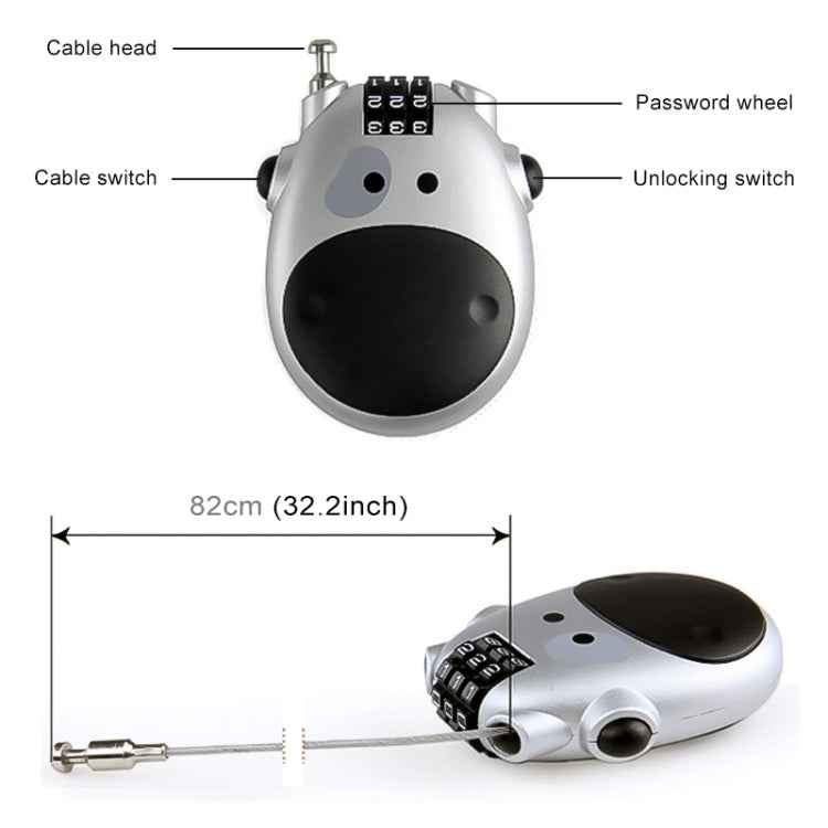 JASIT Portable Multifunction Cute Cow Travel Luggage Password Lock