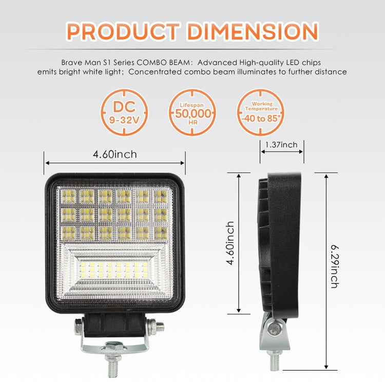 2 PCS 4 inch 20W Spot / Flood Light White Light Square-Shaped Waterproof Car SUV Work Lights Spotlight LED Bulbs, DC 9-30V