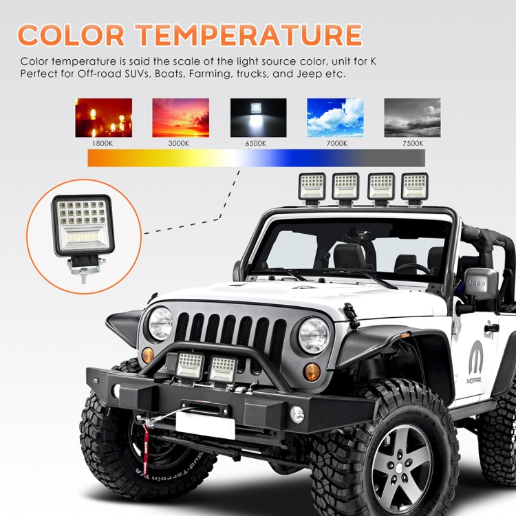 2 PCS 4 inch 20W Spot / Flood Light White Light Square-Shaped Waterproof Car SUV Work Lights Spotlight LED Bulbs, DC 9-30V