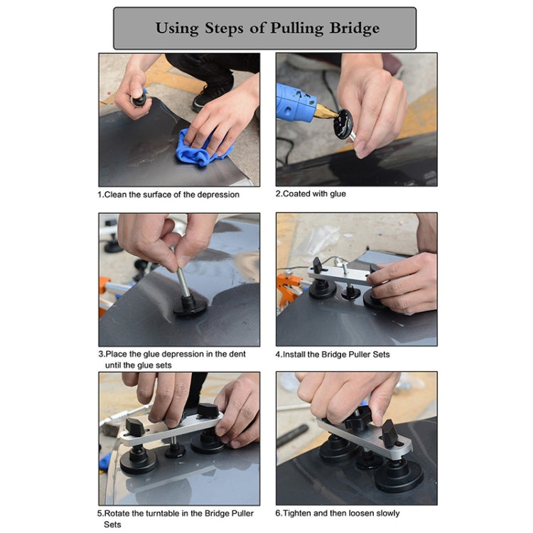 22 in 1 Auto Car Body Dent Repair Tools Pulling Bridge Dent Removal Lifter Puller, with 20W Glue Gun, US Plug or EU Plug, 22 in 1