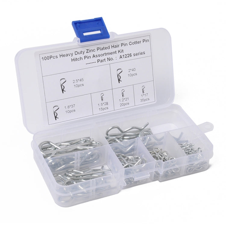 100 PCS Heavy Duty Zinc Plated Cotter R Tractor Clip Pin for Car / Boat / Garages