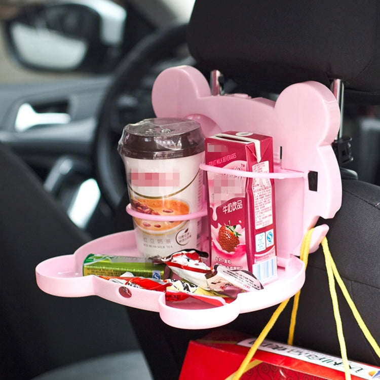 Cartoon Style Foldable Back Car Seat Drink Holder Back Seat Food Tray Storage Organizer Table, Cartoon Style(Brown), Cartoon Style(Black), Cartoon Style(Pink), Cartoon Style(White)