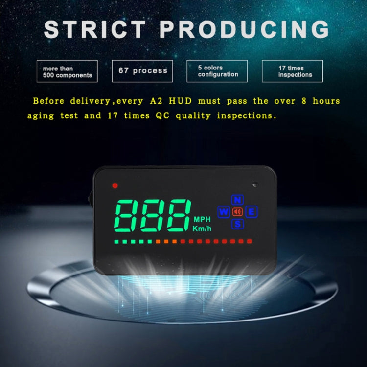 A2 HUD 3.5 inch HD GPS Car Head Up Display, Speed & Over Speed Alarm, Compass, Freely Switch Between Kilometers and Miles