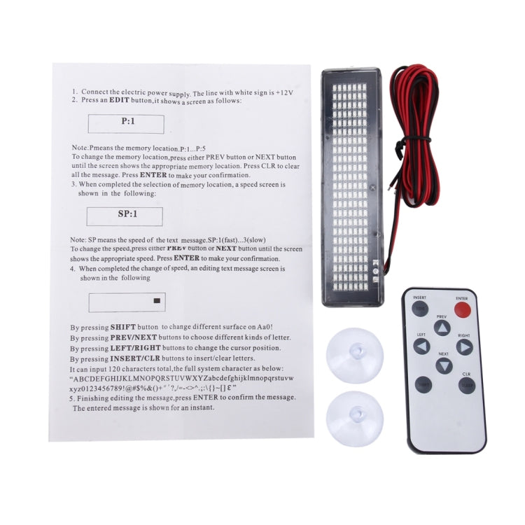 DC 12V Car LED Programmable Showcase Message Sign Scrolling Display Lighting Board with Remote Control, with Remote Control (Blue Light), With Remote Control (Red Light)