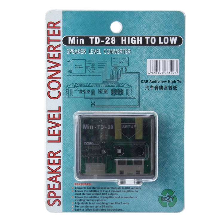 TD-28 Vehicle Car High to Low Impedance Converter Adapter Speaker to RCA Line