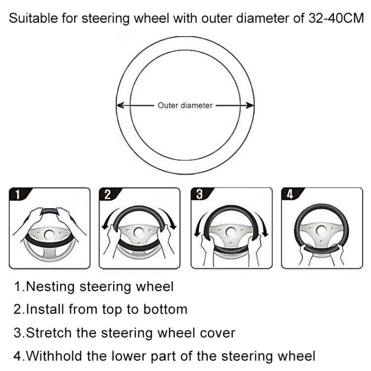 Crocodile Texture Universal Rubber Car Steering Wheel Cover For 34-48cm Wheel