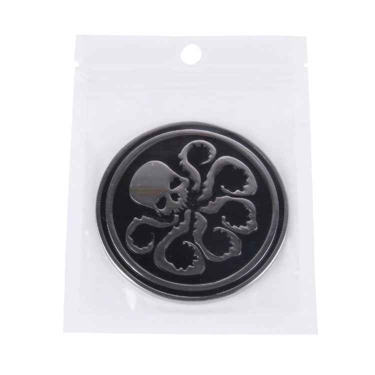 Skull Pattern Circular Shape Shining Metal Car Free Sticker