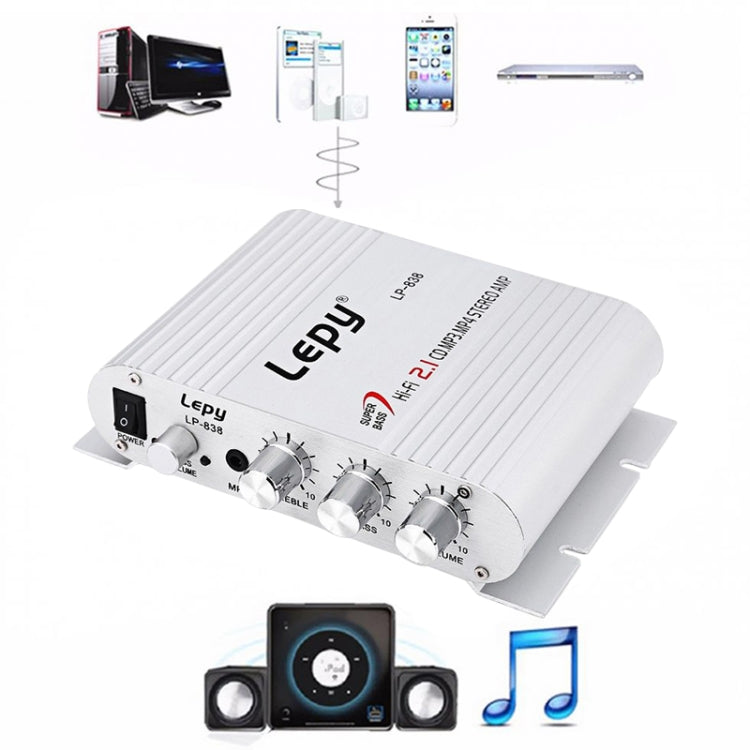 Car 2.1CH HIFI Subwoofer Amplifier Audio, Support MP3