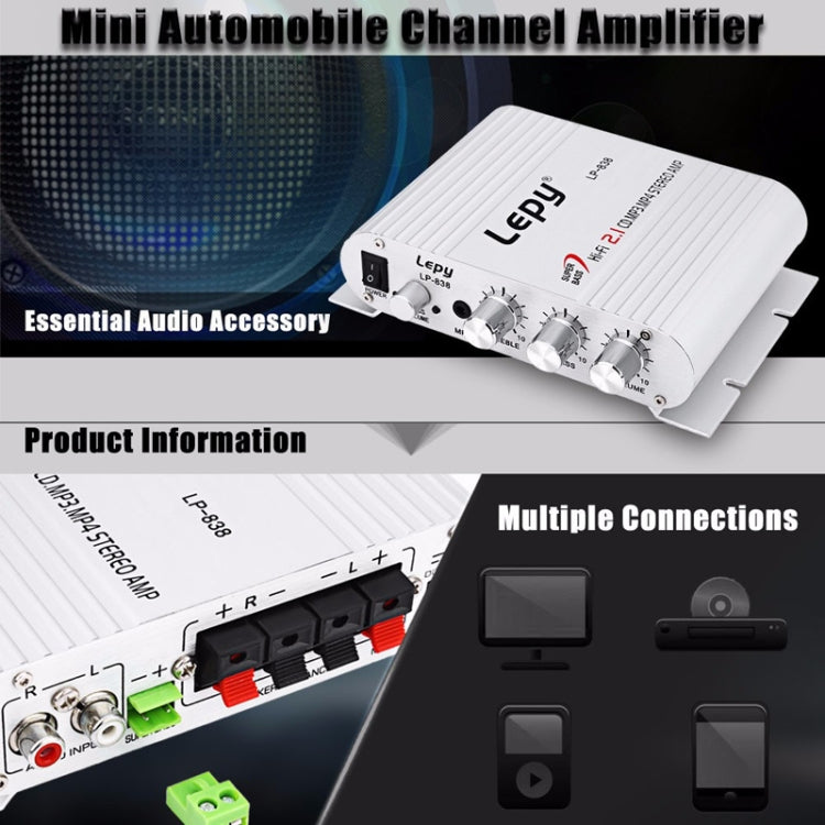 Car 2.1CH HIFI Subwoofer Amplifier Audio, Support MP3