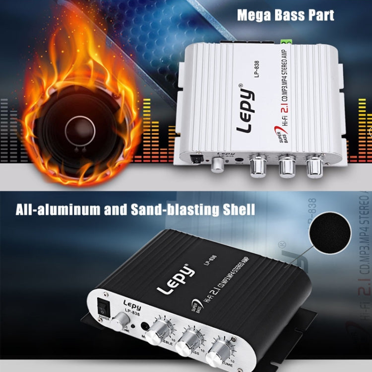 Car 2.1CH HIFI Subwoofer Amplifier Audio, Support MP3