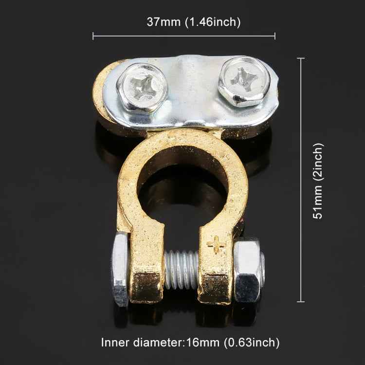 2 PCS Positive and Negative Car U Shape Metal Battery Connectors Terminals Clamps Clips, L Size, Inner Diameter: 16mm