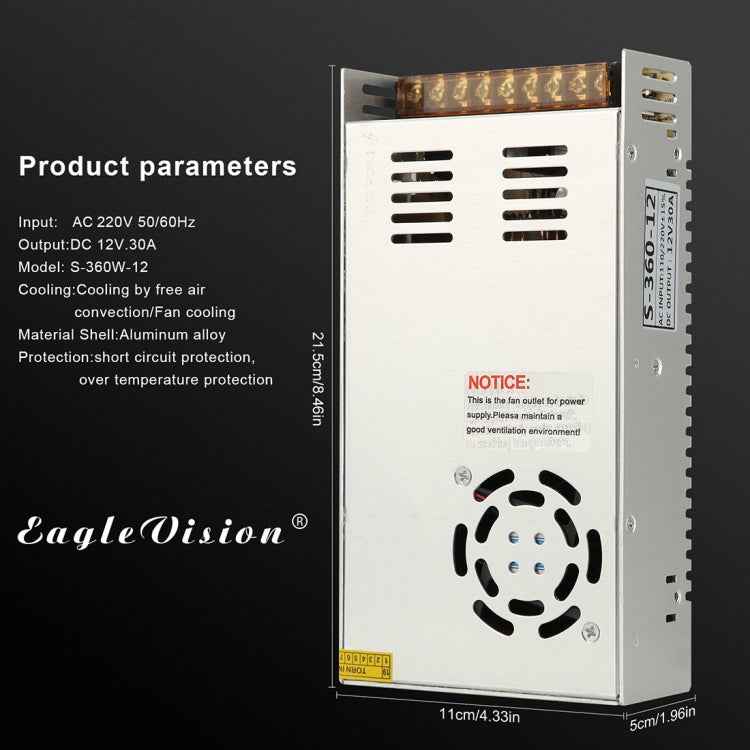 AC 220V to DC 12V 30A 360W Power Adapter AC-DC Converter Step Down Module Voltage Transformer Switch Power