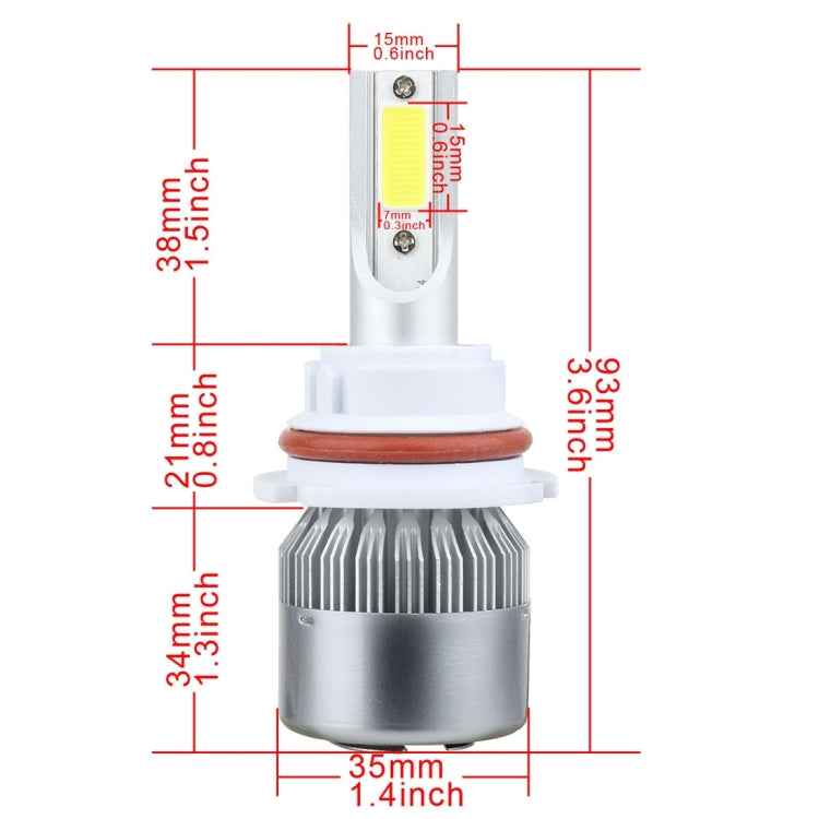 2 PCS 9007 18W 1800 LM 6000K IP68 Casnbus Constant Current Car LED Headlight with 2 COB Lamps, DC 9-36V