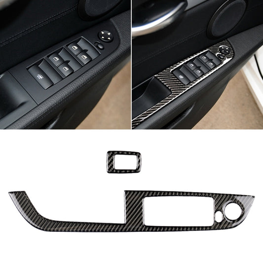 Car Carbon Fiber Window Lift Panel Without Folding Key Solid Color Decorative Sticker for BMW Z4  2009-2015, Suitable for Left Driving