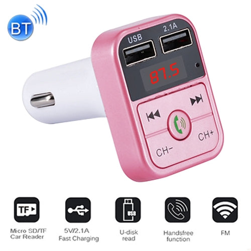B2 Dual USB Charging Bluetooth FM Transmitter MP3 Music Player Car Kit, Support Hands-Free Call  & TF Card & U Disk, B2 (Rose Gold), B2 (Silver), B2 (Black), B2 (Pink), B2 (Gold)