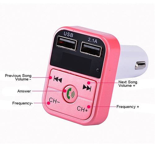 B2 Dual USB Charging Bluetooth FM Transmitter MP3 Music Player Car Kit, Support Hands-Free Call  & TF Card & U Disk, B2 (Rose Gold), B2 (Silver), B2 (Black), B2 (Pink), B2 (Gold)
