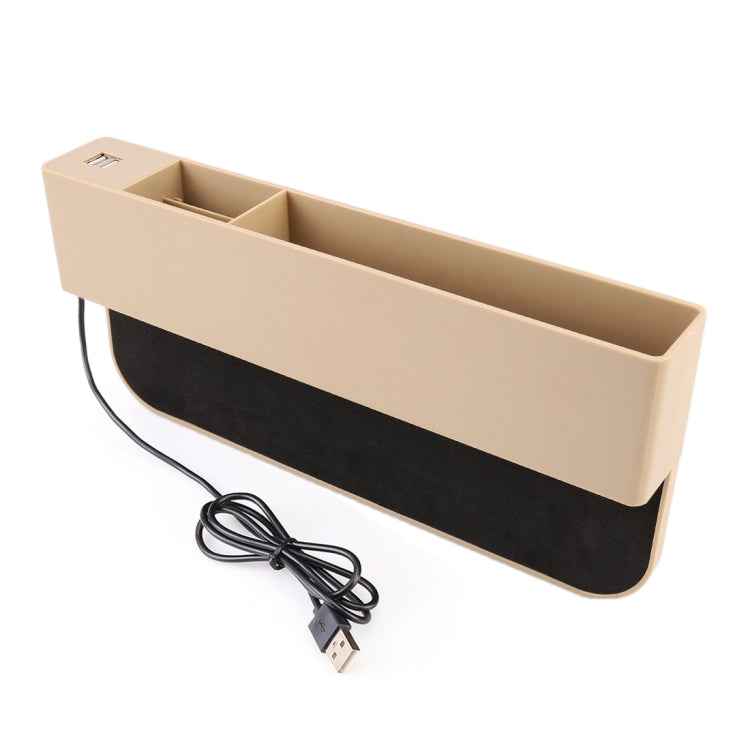 Universal Car Multi-functional Charger Console Side Pocket Seat Gap Side Storage Box, with 2 USB Ports