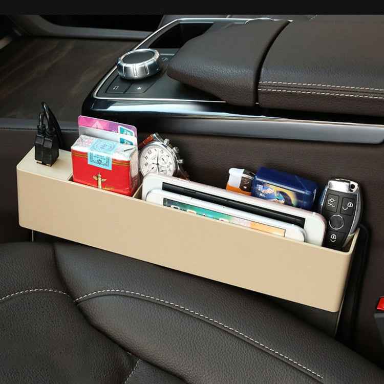Universal Car Multi-functional Charger Console Side Pocket Seat Gap Side Storage Box, with 2 USB Ports