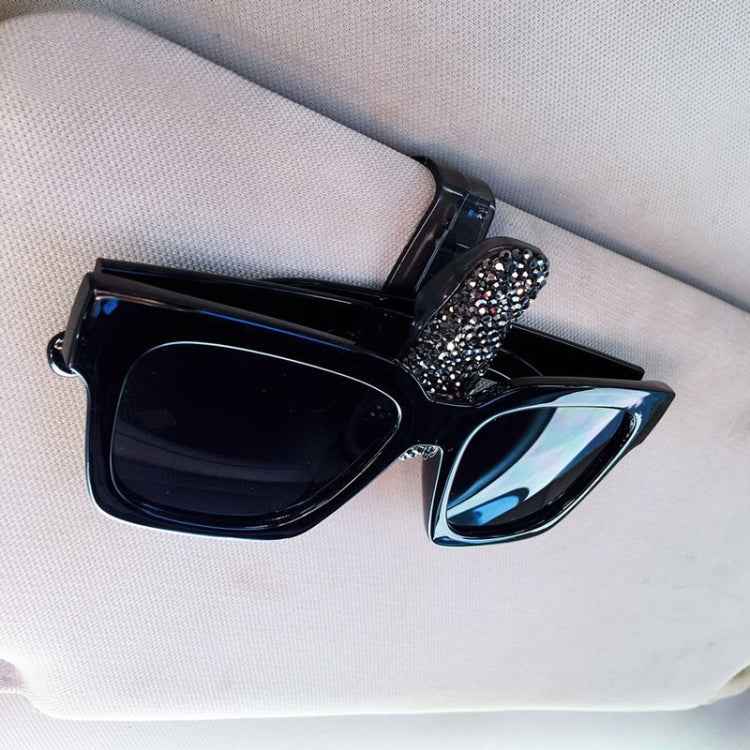 Car Mixed Color Diamond Mounted Glasses Bill Clip Holder