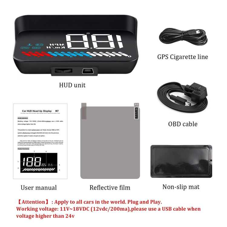 M7 3.5 inch Universal Car OBD2 + GPS HUD Vehicle-mounted Head Up Display Fuel Consumption