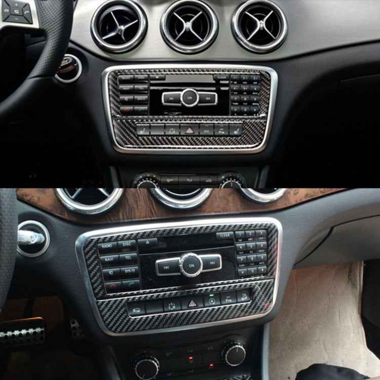 Car Carbon Fiber CD Panel Decorative Sticker for Mercedes-Benz GLA 2015-2018, CD Panel