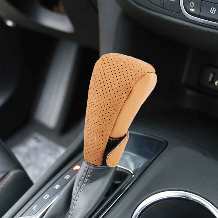 Universal Nonslip Breathable Genuine Leather Car Gear Shift Knob Cover