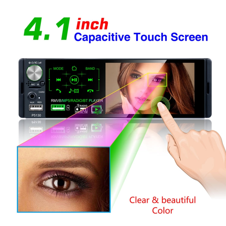 P5130 HD 1 Din 4.1 inch Car Radio Receiver MP5 Player, Support FM & AM & Bluetooth & TF Card, with Steering Wheel Remote Control