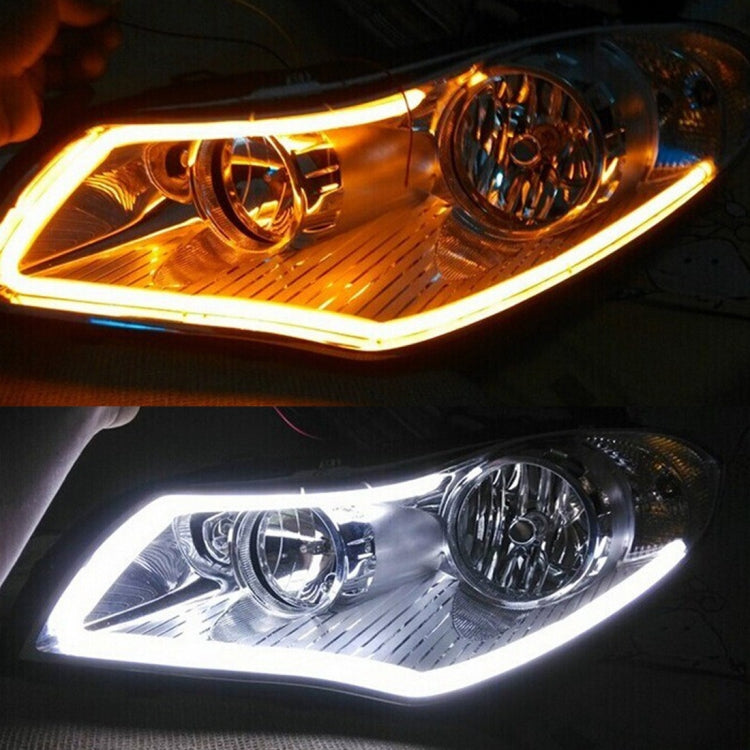 2 PCS 30cm DC12V 3.2W Ultra-thin Car Auto Double Colors Turn Lights / Running Lights (Turn Lights: Yellow Light; Running Lights: White Light)
