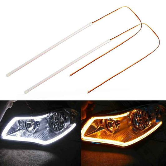 2 PCS 60cm DC12V 5W Ultra-thin Car Auto Double Colors Turn Lights / Running Lights (Turn Lights: Yellow Light; Running Lights: White Light)