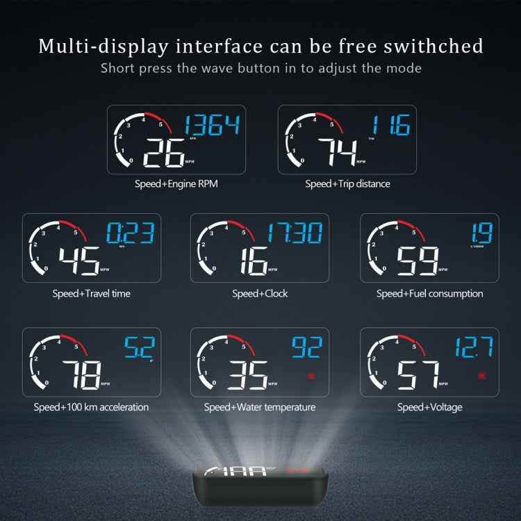 M10 3.5 inch Universal Car OBD2 HUD Vehicle-mounted Head Up Display