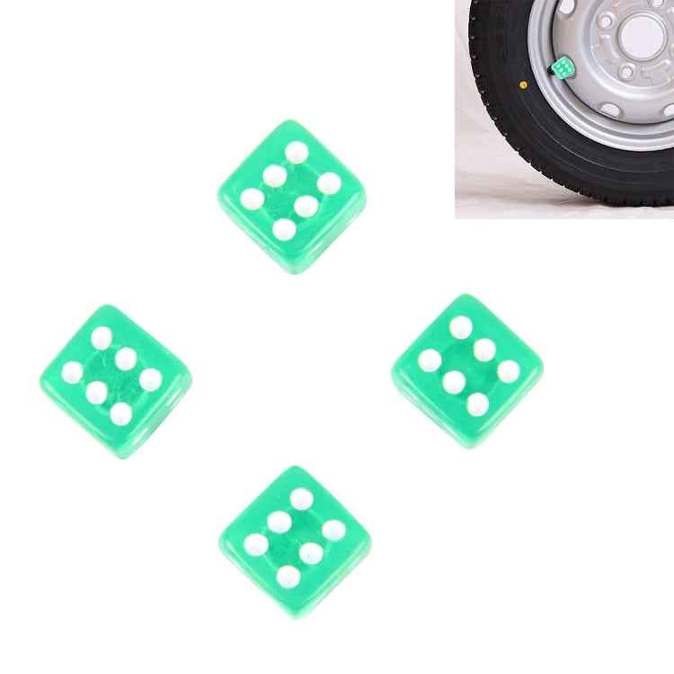 4 PCS Plastic Plated Dice Shape Universal Tire Valve Stem Cap