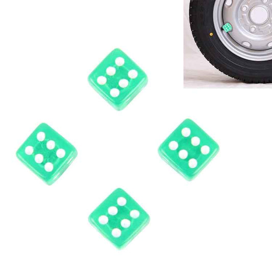 4 PCS Plastic Plated Dice Shape Universal Tire Valve Stem Cap