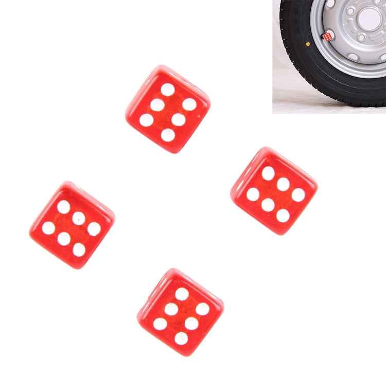 4 PCS Plastic Plated Dice Shape Universal Tire Valve Stem Cap