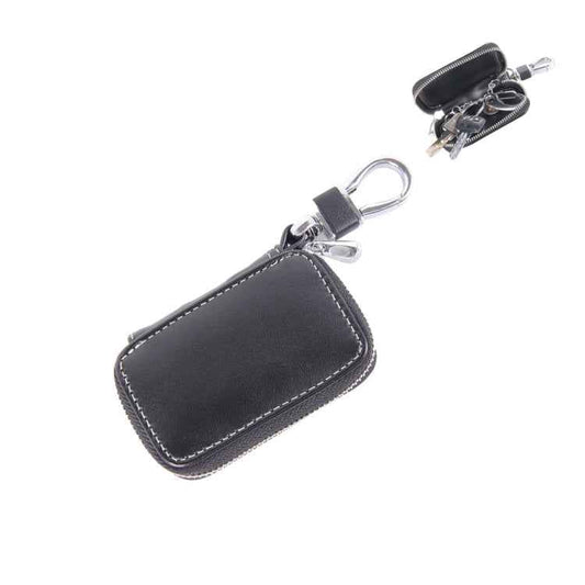 Universal Leather Flash Powder Texture Waist Hanging Zipper Wallets Key Holder Bag (No Include Key), Flash Powder Texture Black