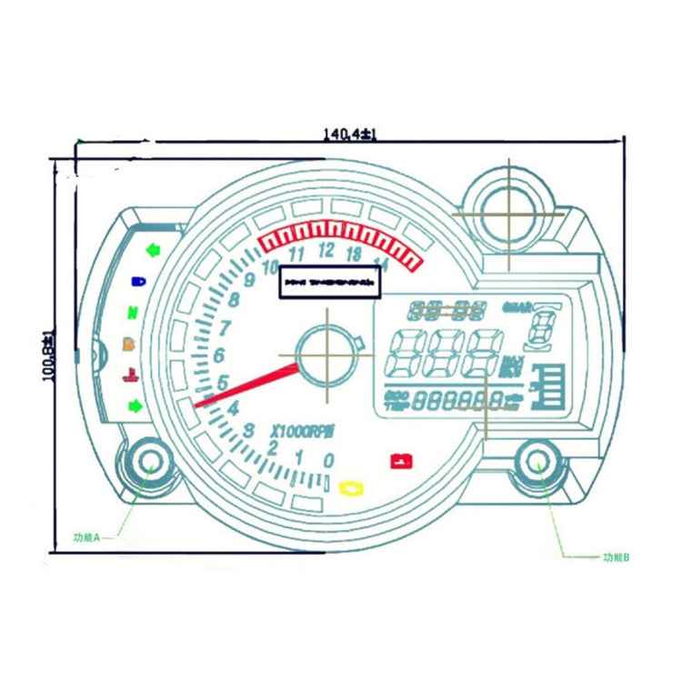 Universal Multi-functional Motorcycle Rotating Speed Mileage Gear Water Temperature Clock Meter Gauage
