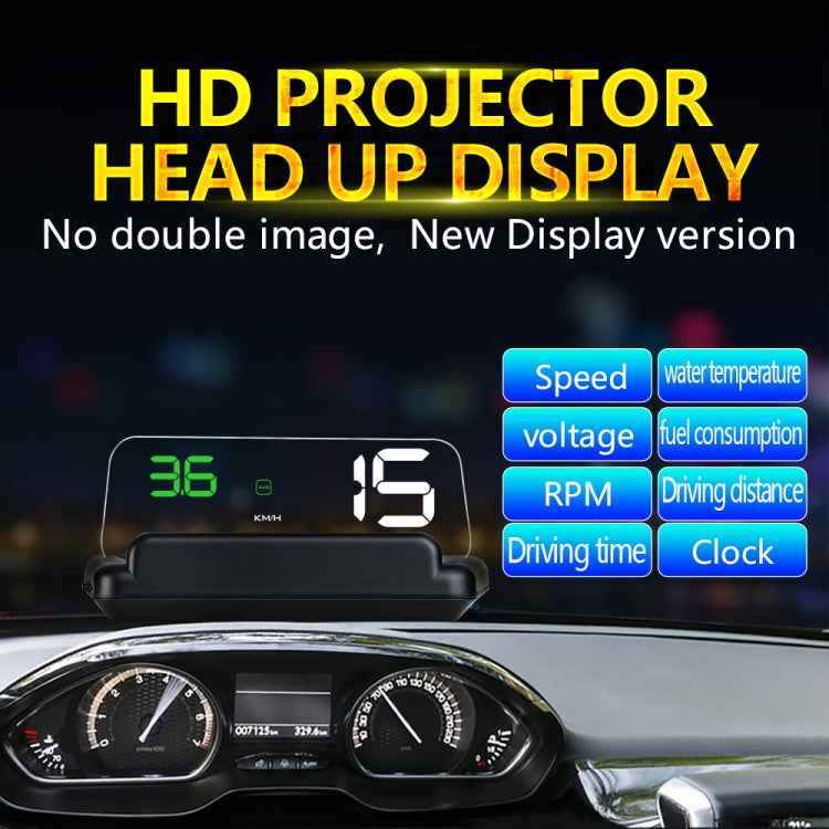 With Adjustable Reflection Board, Speed & RPM & Water Temperature & Oil Consumption & Driving Distance / Time & Voltage Display, Over Speed Alarm, Connect OBD2 Interface