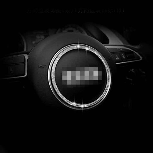 Car Aluminum Steering Wheel Decoration Ring with Diamonds For Audi