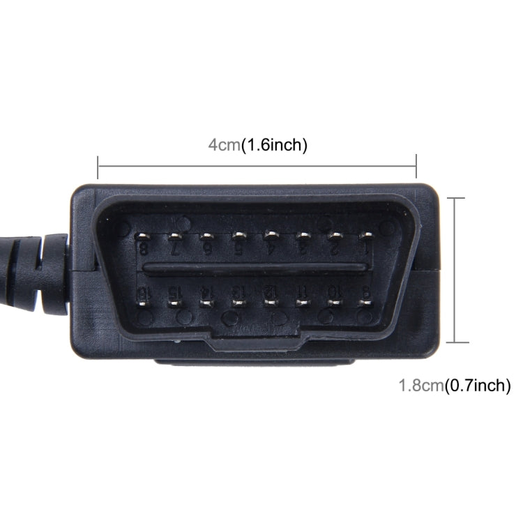 Car Auto 16Pin OBDII Charging Cable Mini 5 Pin USB Power Adapter with Switch Button for GPS Tablet E-dog Phone, Cable Length: 3.4m, OBDII